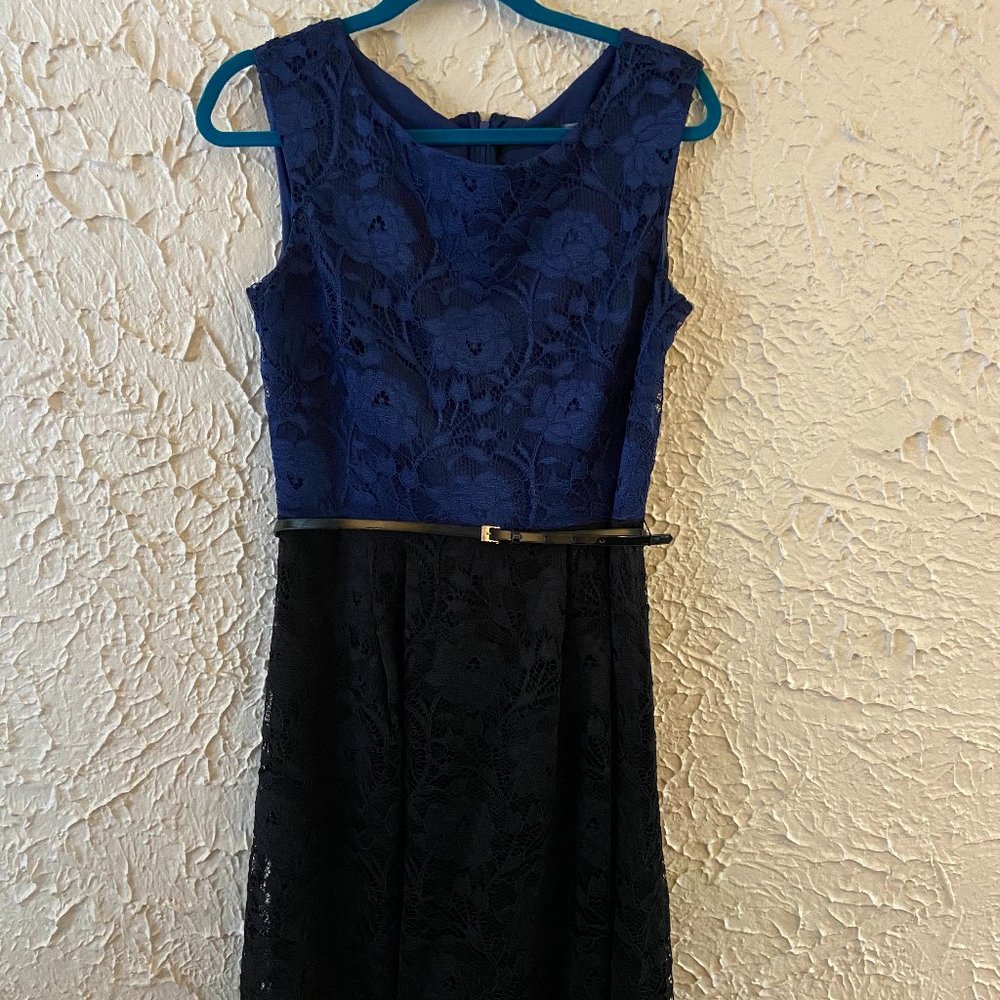 Blue and black lace dress